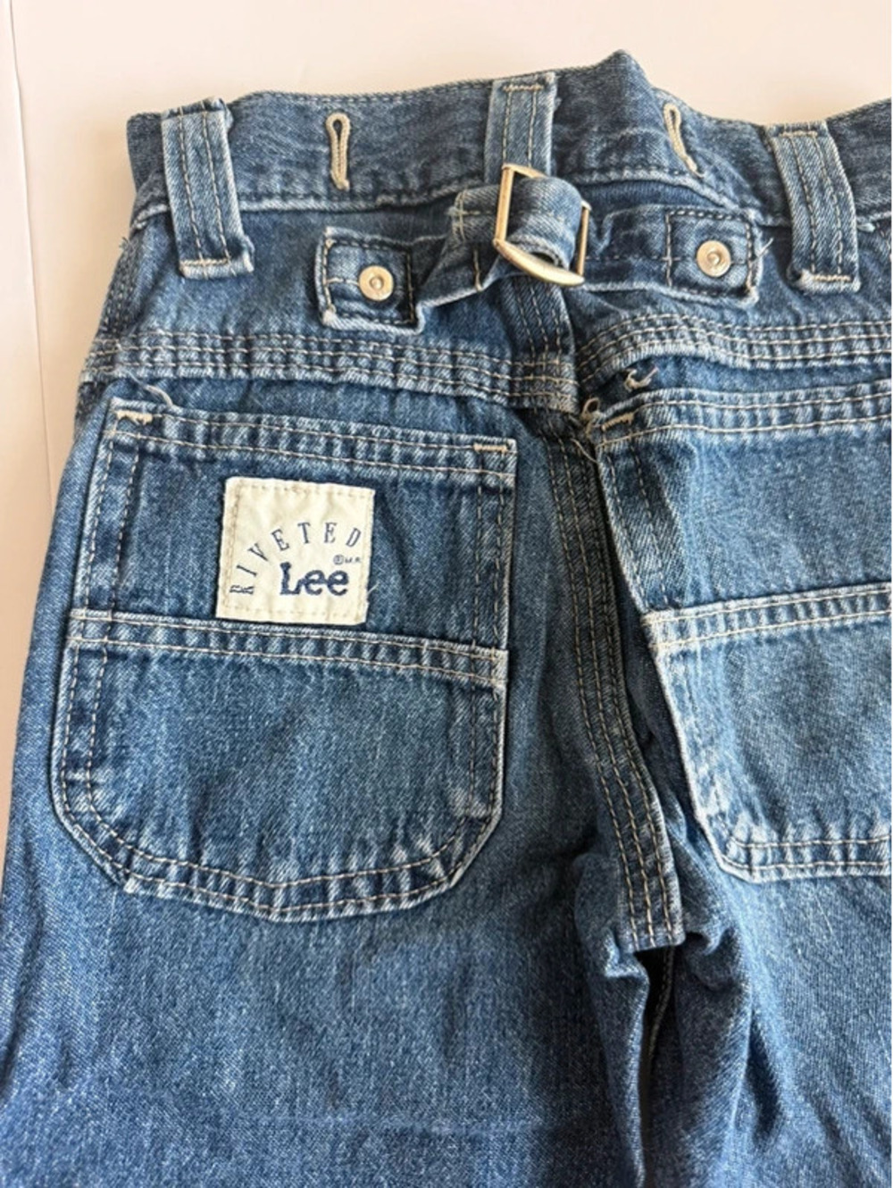 Vintage Lee Riveted Size 4 Slim Blue Denim Jeans